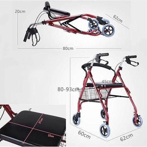 Walkers for seniors, Walking Frame,4 Wheel Walker Lightweight Folding Adjustable Height Walking Frame Elderly with Seat Basket Walking Aid Aluminium,Space Saver rollator walker, Durable Mobility Aid