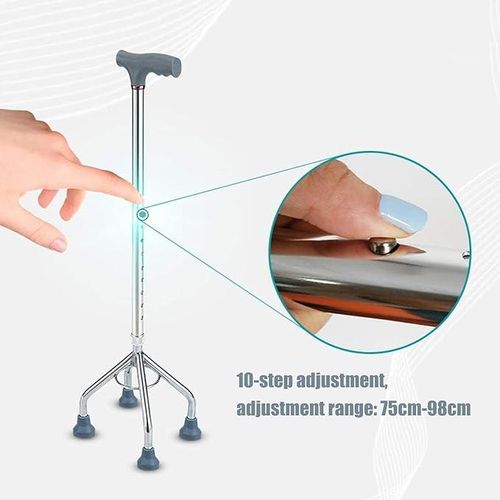 Aluminum Alloy Elderly Medical Walking Quad Canes Small Base Four-Corners Claw Adjustable Crutches for Disabled/