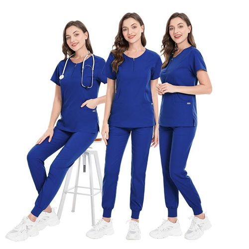 Royal Blue Medical Scrubs for Doctors Nurses and Health Hospital Uniforms Stretch V-Neck Scrub Top & Jogger Pant with Pockets Infinity. Blue Medical Scrubs for Doctors Nurses and Hospital -SIZE LARGE