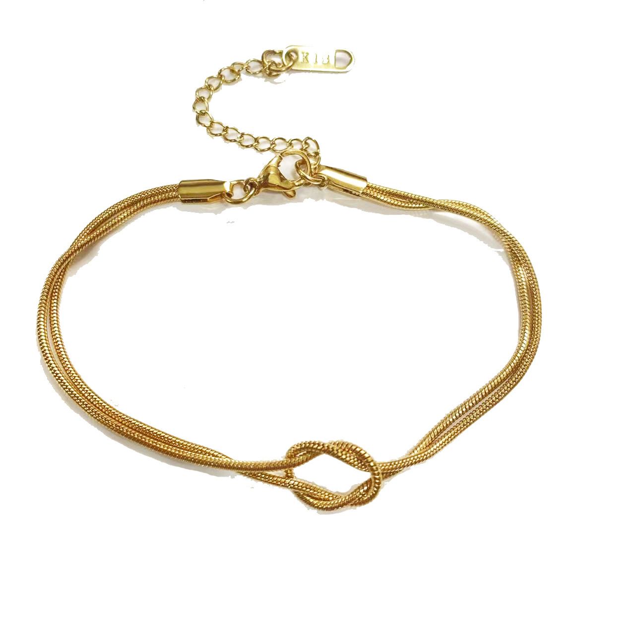 Stainless steel couple bracelet Valentine's Knot Snake chain Hand knotted herringbone bracelet