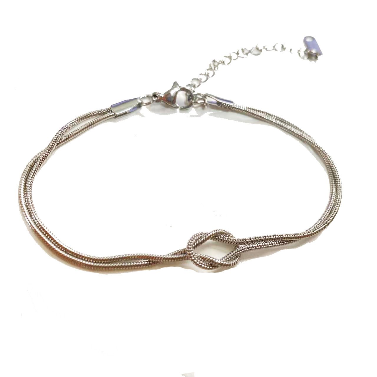 Stainless steel couple bracelet Valentine's Knot Snake chain Hand knotted herringbone bracelet