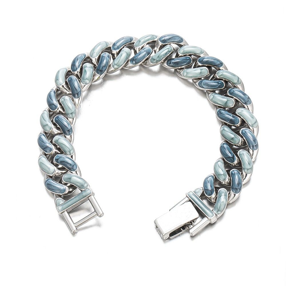 Simple fashion full diamond Cuban bracelet ins style hip hop chic personality men and women titanium steel bracelet