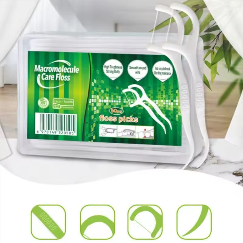 50pcs Dental Floss Flosser Picks Teeth Toothpicks Stick Tooth Clean Oral Care 7.5cm Dental Cleaning Toothpicks Floss Picks