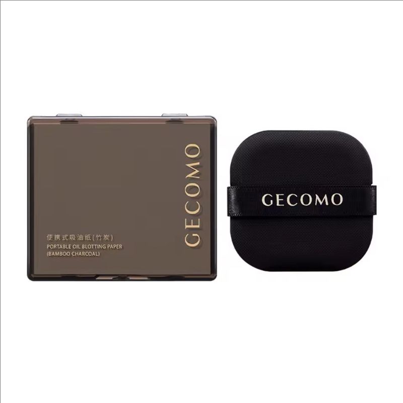 100 Sheets Oil Control Paper with Case & Powder Puff Oil Blotting Papers Bamboo Charcoal Face Oil Blotting Sheets for Oily Skin
