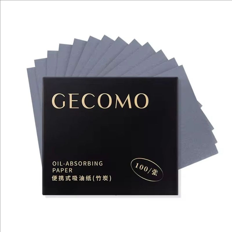 100 Sheets Oil Control Paper with Case & Powder Puff Oil Blotting Papers Bamboo Charcoal Face Oil Blotting Sheets for Oily Skin
