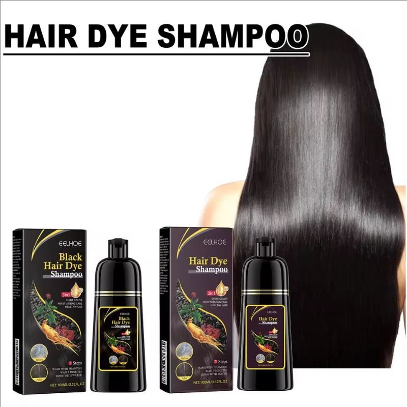 100ml Natural Plant Hair Dye Shampoo 3 in 1 Hair Color Shampoo for Gary Hair Quick Dark Black And Women Men Grey Coverage