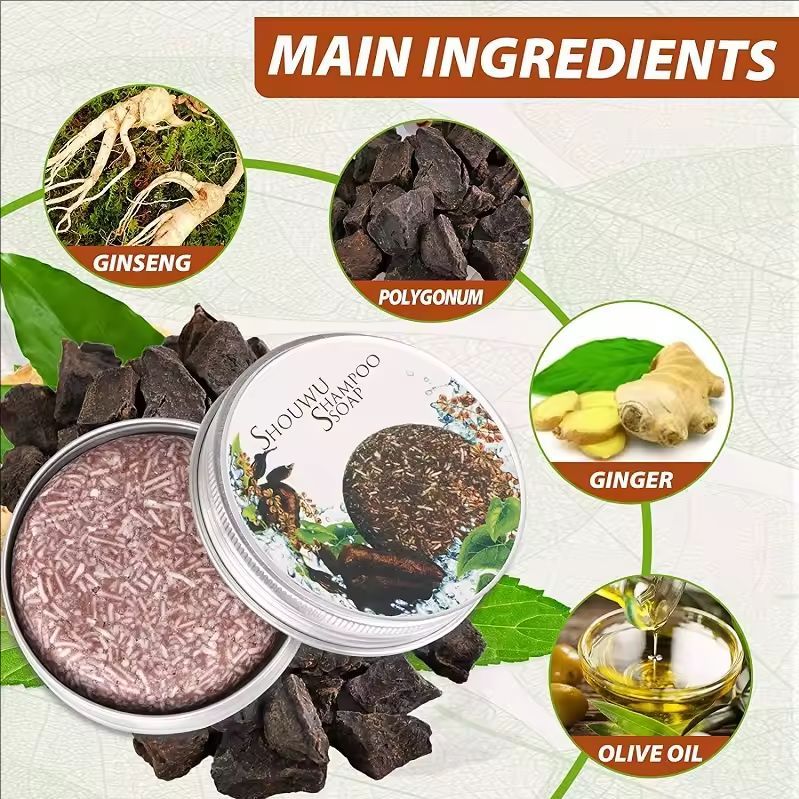 Polygonum Soap Hair Darkening Shampoo Bar Women Men Hair Solid Ginger Shampoo Whitening Soap Various Styles of Soap Bar Hair