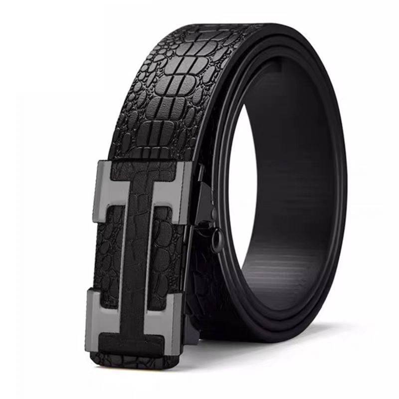 New high-end men's belt genuine leather pure cowhide automatic buckle business casual young middle-aged trendy belt