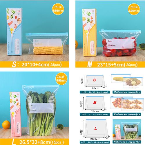 Reusable Zipper Bag Ziplock Bags Stand Up Zip Shut Plastic Freezer Bag Fruit Vegetable Ziplock Kitchen Food Storage Organizors