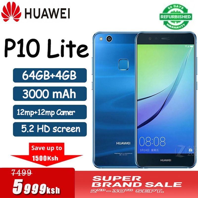 Refurbished Huawei P10 Lite (nova Lite)4GB+64GB Smart Phone HiSilicon Kirin 658  5.2 inches 2G/3G/4G LTE Dual SIM card 3000mAh 12MP+8MP