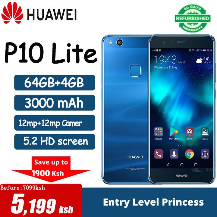 Refurbished Huawei P10 Lite (nova Lite)4GB+64GB Smart Phone HiSilicon Kirin 658  5.2 inches 2G/3G/4G LTE Dual SIM card 3000mAh 12MP+8MP