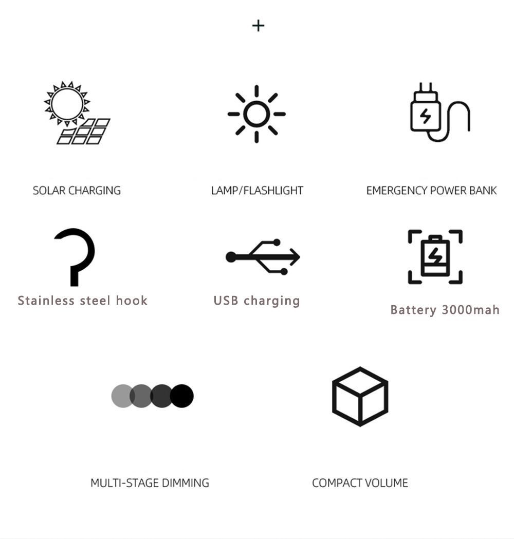 Solar Charging Camping lights led charging Seven Gears outdoor lighting super bright camping tent stalls long battery life home emergency hanging lights.