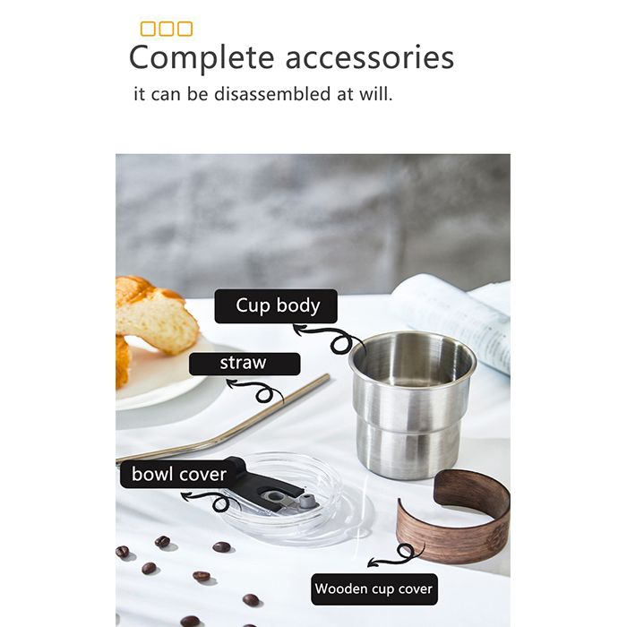 【BOGOF】Stainless Steel Coffee cup 300ML 10.5OZ  Anti-Scalding handy cup with cover  Insulated coffee cup  Outdoor travel tableware cup