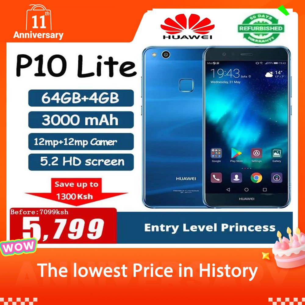 Refurbished Huawei P10 Lite (nova Lite)4GB+64GB Smart Phone HiSilicon Kirin 658  5.2 inches 2G/3G/4G LTE Dual SIM card 3000mAh 12MP+8MP