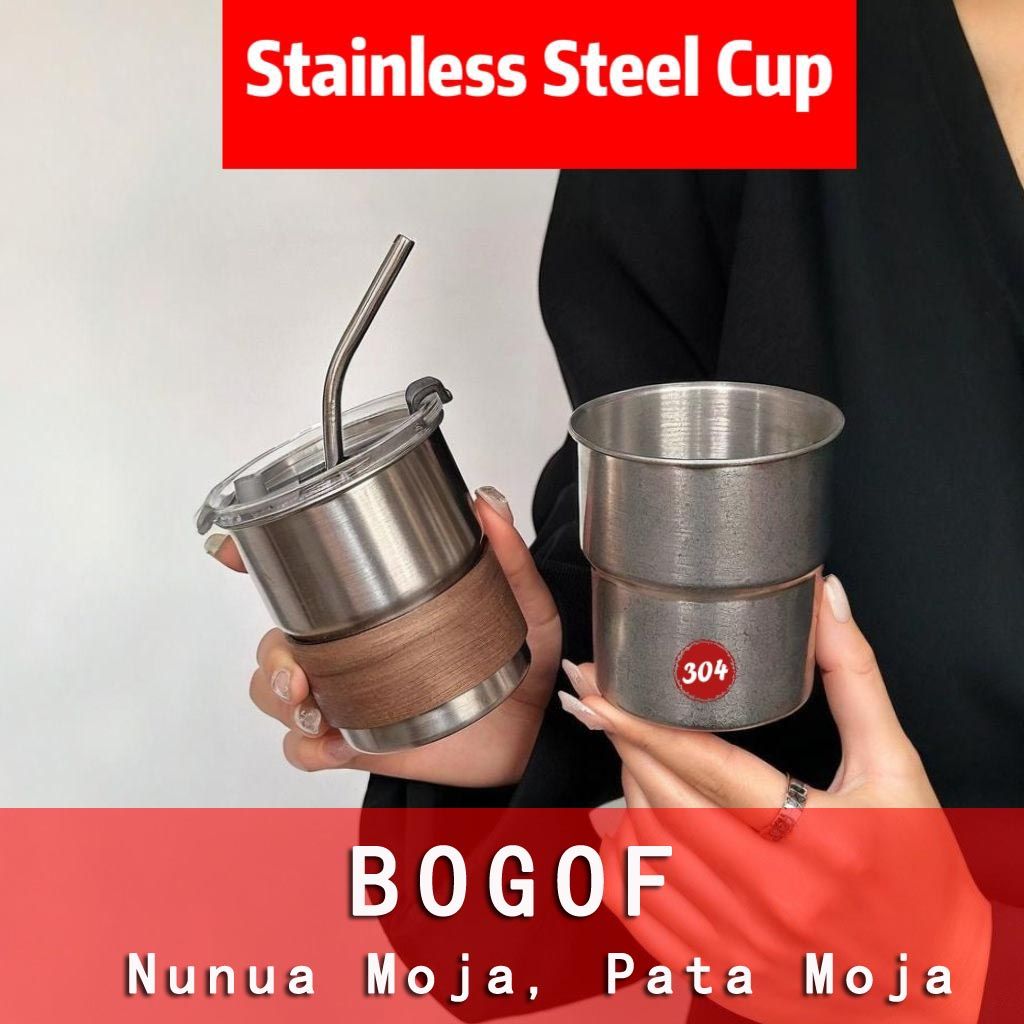 【BOGOF】Stainless Steel Coffee cup 300ML 10.5OZ  Anti-Scalding handy cup with cover  Insulated coffee cup  Outdoor travel tableware cup