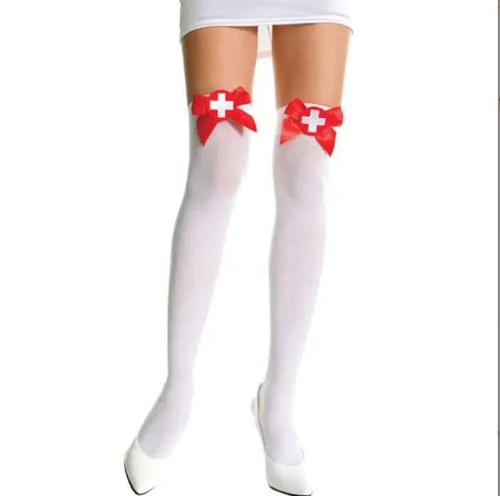 New arrival Sexy Nurse cosplay knee length stockings socks for women  sexy