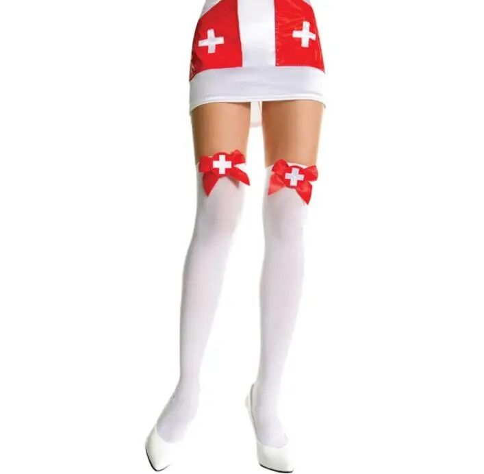 New arrival Sexy Nurse cosplay knee length stockings socks for women  sexy