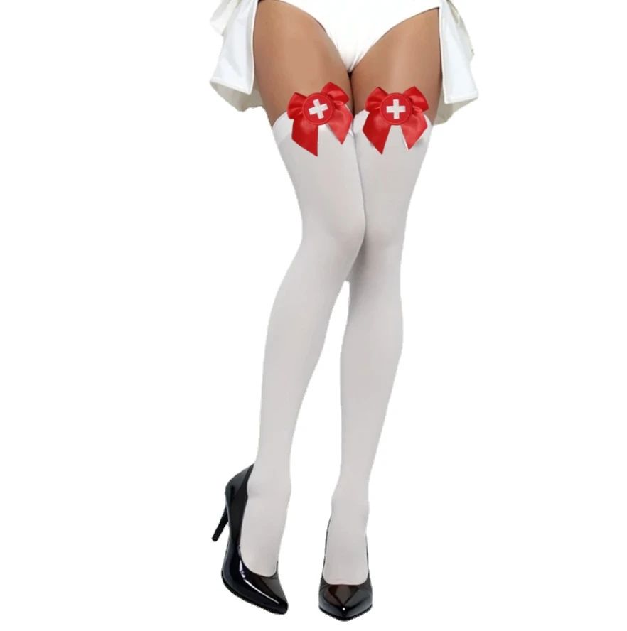 New arrival Sexy Nurse cosplay knee length stockings socks for women  sexy