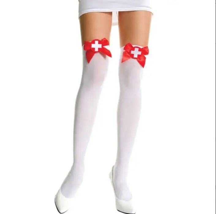 New arrival Sexy Nurse cosplay knee length stockings socks for women  sexy
