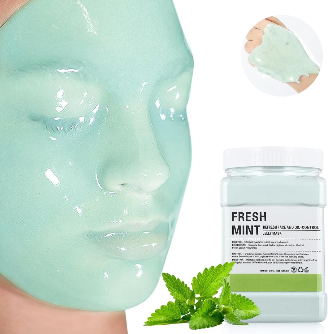 New arrival Fresh Mint Jelly Masks for Facials Professional,Jelly Face Mask Skin Care Hydrating,Jelly Masks Powder for Face Moisturizing,Smoothing,Deep Cleaning,Oil Contral,for All the Skin