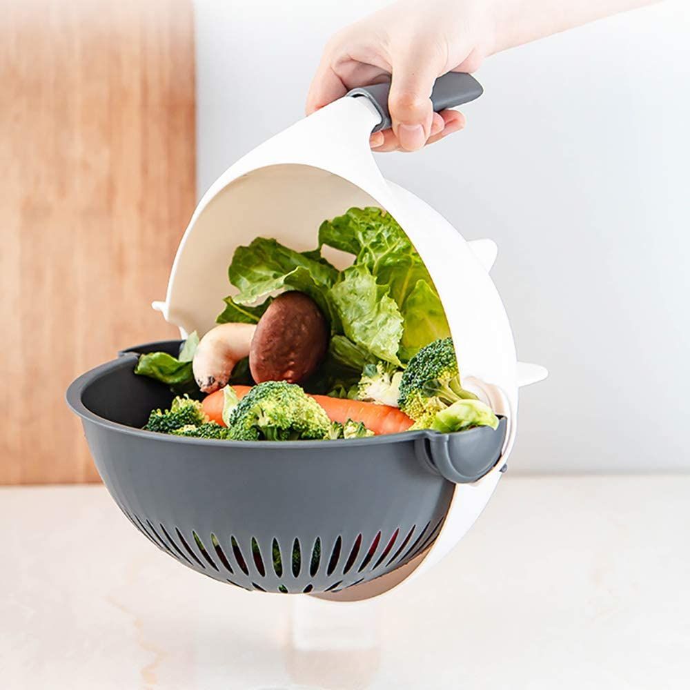 (Easter Sale) 9 in 1 Multifunction Magic Rotate Vegetable Cutter, shredder, chopper with Drain Basket, New Veggie Slicer Grater Shredder, Food Strainer Colander