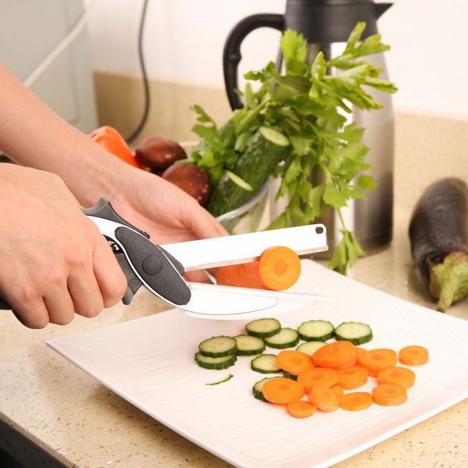 Clever Cutter 2-in-1 Knife & Cutting Board Scissors - Food Chopper & Slicer for Vegetables, Meat & More | Kilimall Kitchen Tool