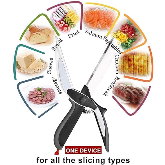 Clever Cutter 2-in-1 Knife & Cutting Board Scissors - Food Chopper & Slicer for Vegetables, Meat & More | Kilimall Kitchen Tool