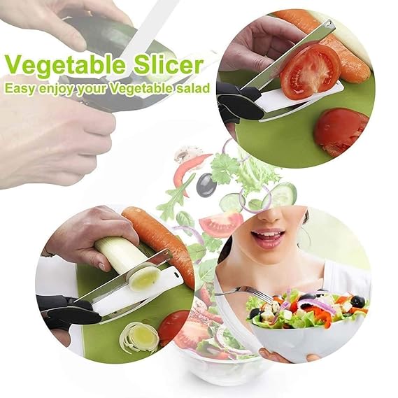 Clever Cutter 2-in-1 Knife & Cutting Board Scissors - Food Chopper & Slicer for Vegetables, Meat & More | Kilimall Kitchen Tool