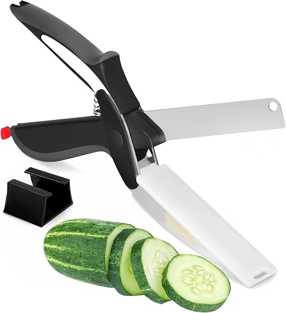 Clever Cutter 2-in-1 Knife & Cutting Board Scissors - Food Chopper & Slicer for Vegetables, Meat & More | Kilimall Kitchen Tool