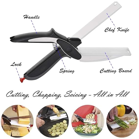 Clever Cutter 2-in-1 Knife & Cutting Board Scissors - Food Chopper & Slicer for Vegetables, Meat & More | Kilimall Kitchen Tool