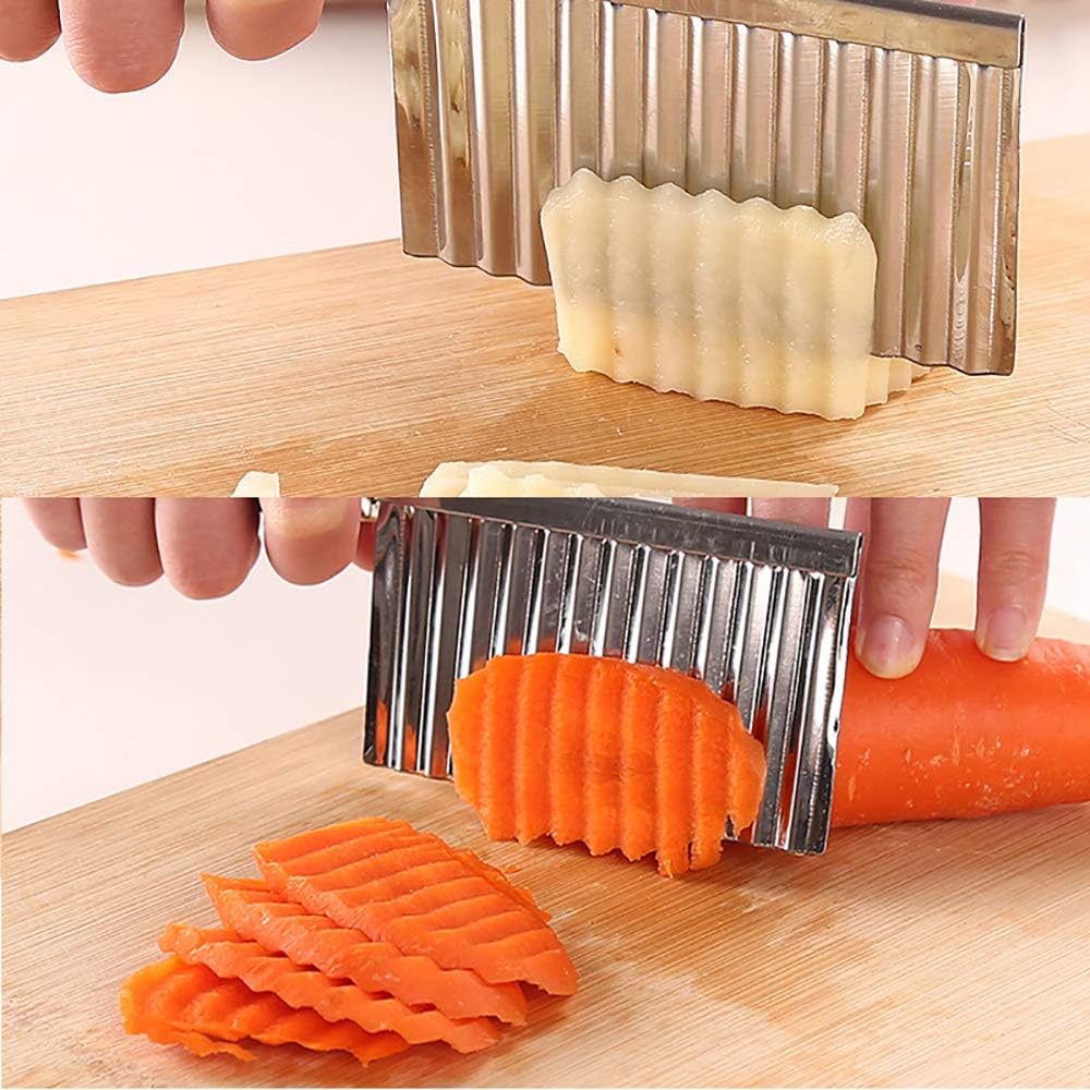 New arrivals Vegetable Salad Chopping Knife Crinkle Cutters, Crinkle Cutting Tool French Fry Slicer Stainless Steel Blade Potato Cutter Wavy Crinkle French Fry Slicer Fruit Salad Designer