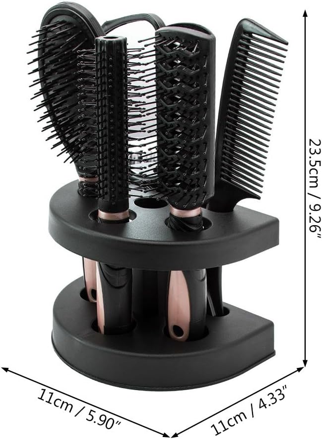 New arrival 5pcs Hair Comb Set Professional Salon Cutting Brushes Sets Comb Hair Brush Styling Tools Mirror And Holder Stand Set