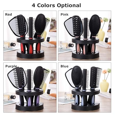 New arrival 5pcs Hair Comb Set Professional Salon Cutting Brushes Sets Comb Hair Brush Styling Tools Mirror And Holder Stand Set