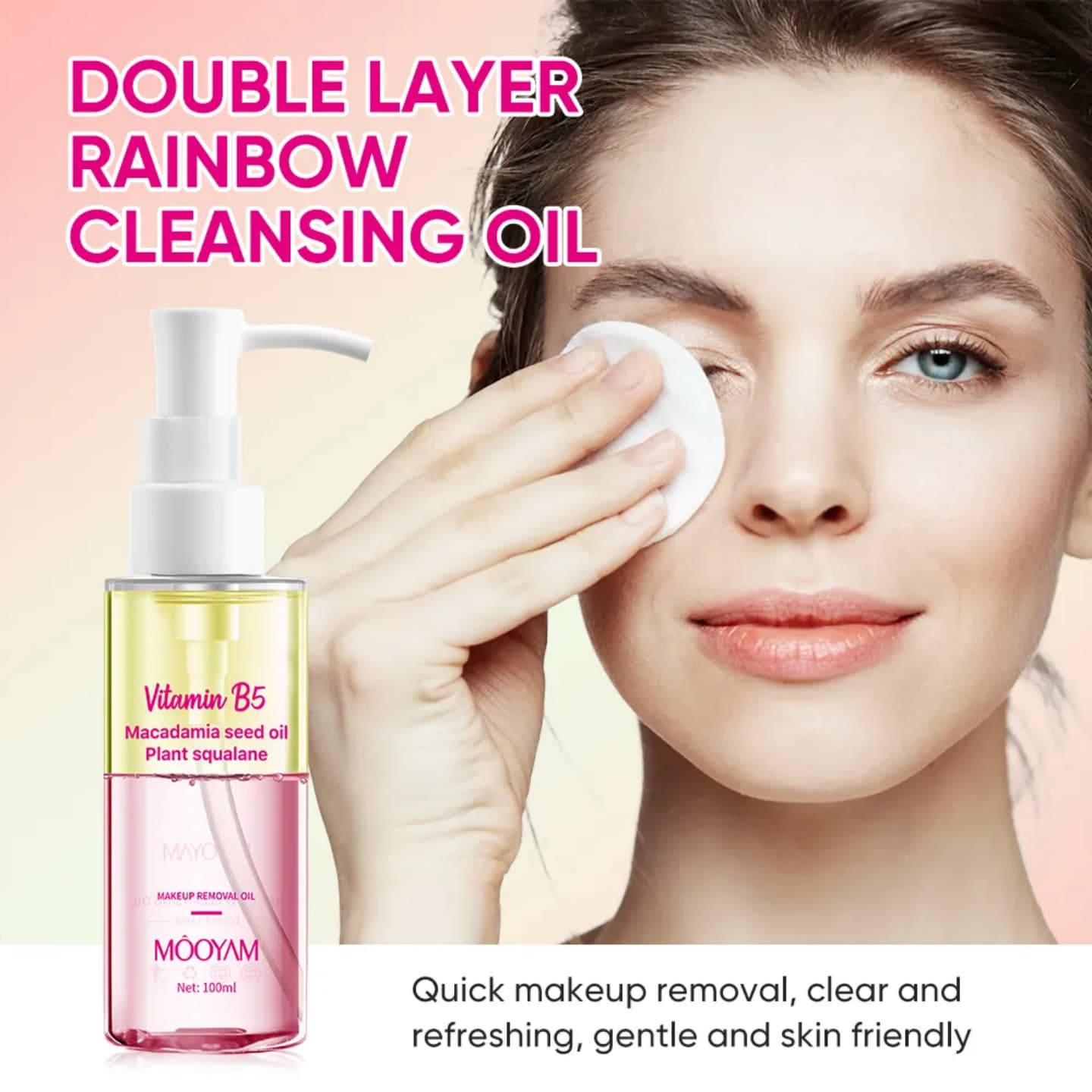Mooyam Makeup Remover Oil - Gentle 2-in1 Cleansing Balm for Waterproof Mascara & Long Lasting Makeup | For All Skin Types 100ml