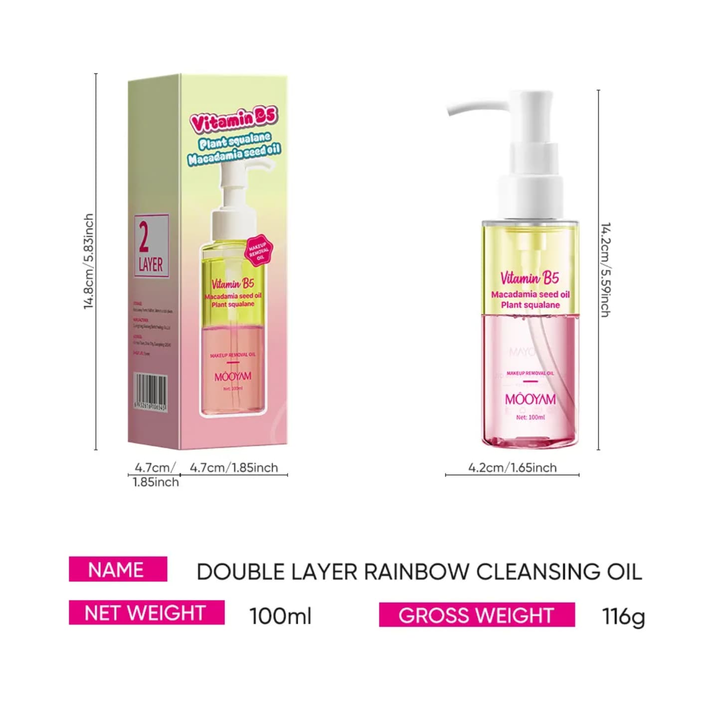 Mooyam Makeup Remover Oil - Gentle 2-in1 Cleansing Balm for Waterproof Mascara & Long Lasting Makeup | For All Skin Types 100ml