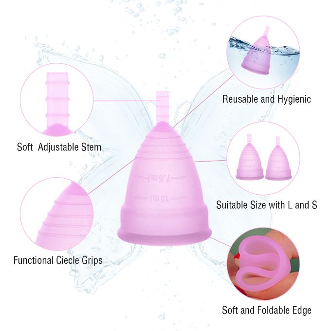 Reusable Menstrual Cup - 12-Hour Leak-Free Protection - Soft Medical Grade Silicone - Eco-Friendly & Comfortable Period Solution (Sizes Small, Large)