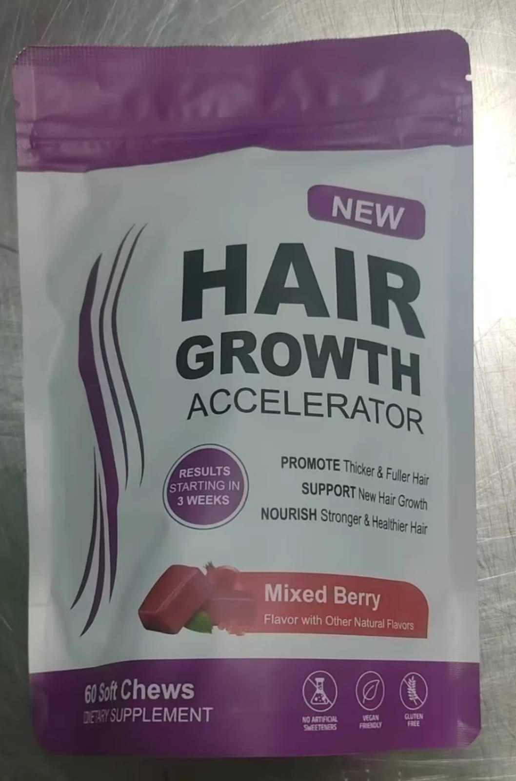 New Hair Growth Accelerator Chews – Boosts Hair Growth & Thickness, Reduces Hair Loss, Strengthens Roots, Nourishes Scalp, Adds Shine, Supports Healthy Hair, Skin & Nails, and Promotes Natural Volume