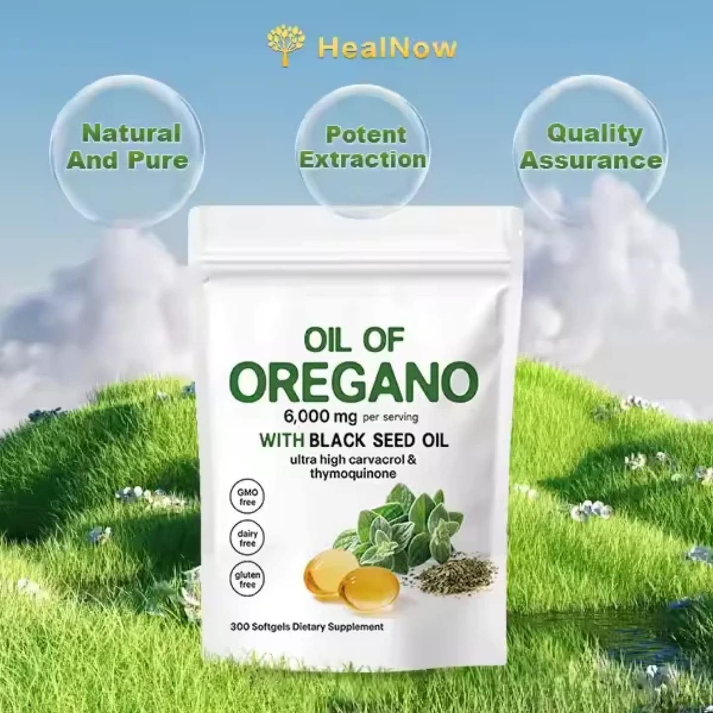 Oil of Oregano 6,000 mg with Black Seed Oil – 180 Softgels | Ultra High Carvacrol & Thymoquinone | Immune Support, Antioxidant | Dietary Supplement | Fast Shipping in Kenya