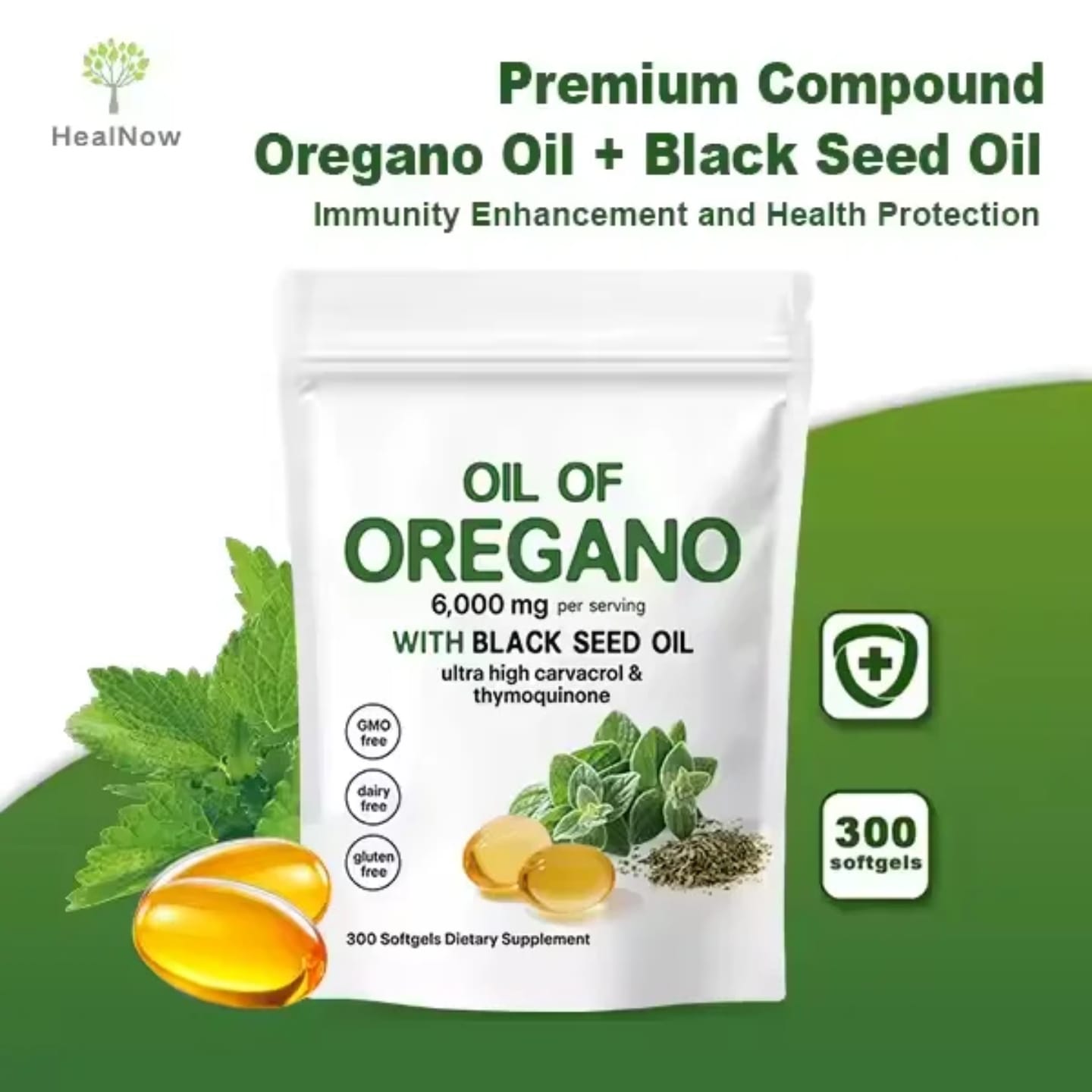 Oil of Oregano 6,000 mg with Black Seed Oil – 180 Softgels | Ultra High Carvacrol & Thymoquinone | Immune Support, Antioxidant | Dietary Supplement | Fast Shipping in Kenya