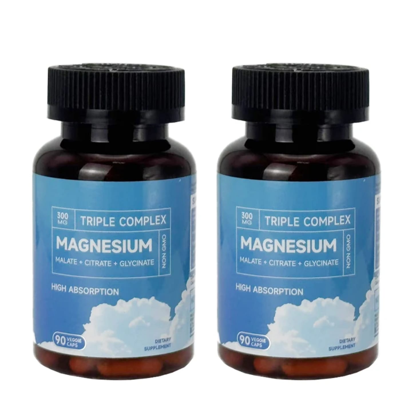 300mg Triple Complex Magnesium Malate + Citrate + Glycinate | High Absorption | 90 Vegan Caps | Dietary Supplement for Muscle, Nerve & Energy Support | Kilimall Kenya