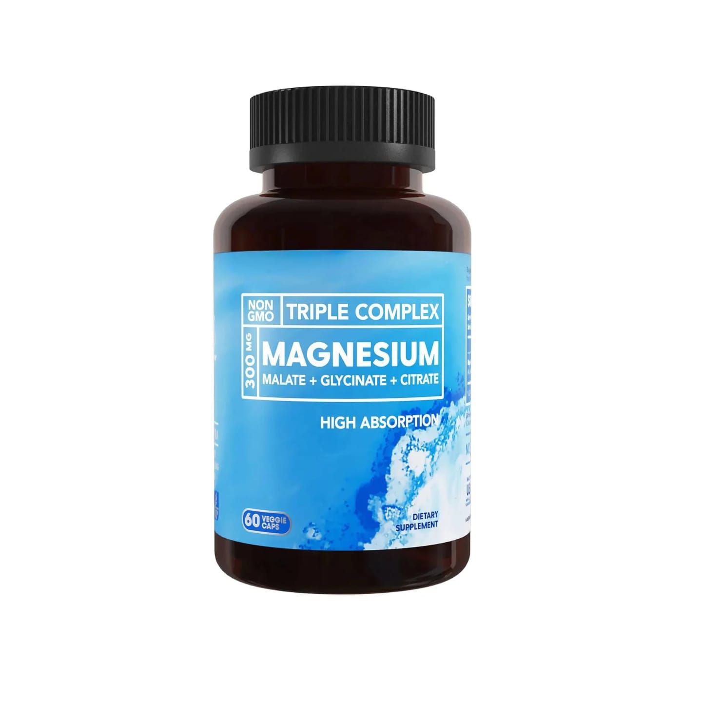 300mg Triple Complex Magnesium Malate + Citrate + Glycinate | High Absorption | 90 Vegan Caps | Dietary Supplement for Muscle, Nerve & Energy Support | Kilimall Kenya