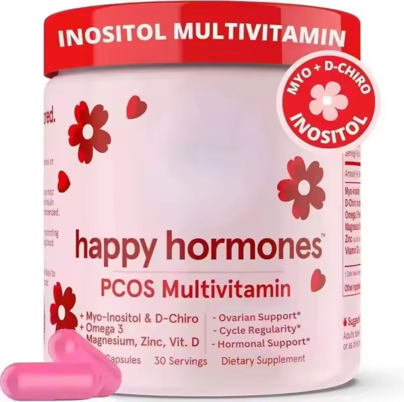 Happy Hormones PCOS Support Multivitamin - 120 Capsules | Myo-Inositol, Chromium, Vitamin D | Hormonal Balance & Ovulation Support for Women