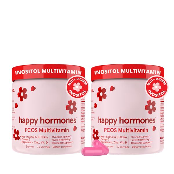 Happy Hormones PCOS Support Multivitamin - 120 Capsules | Myo-Inositol, Chromium, Vitamin D | Hormonal Balance & Ovulation Support for Women