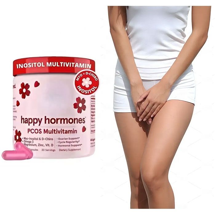 Happy Hormones PCOS Support Multivitamin - 120 Capsules | Myo-Inositol, Chromium, Vitamin D | Hormonal Balance & Ovulation Support for Women