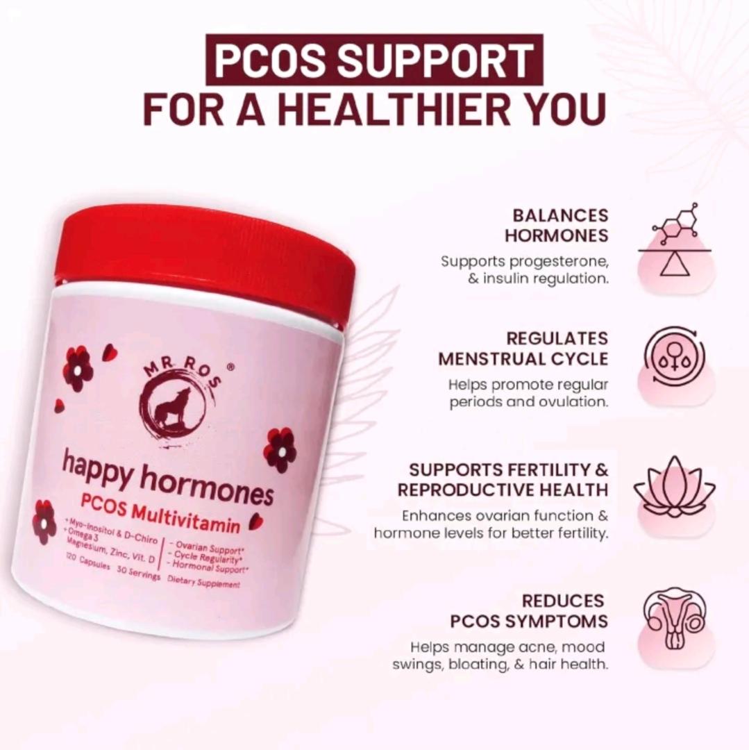 Happy Hormones PCOS Multivitamin, Hormonal Balance for Women, Myo-inositol and D-Chiro Inositol 40:1 Blend + Omega 3 + Vitamin D3 + Magnesium + Zinc - Hormonal Balance (120 capsules)
