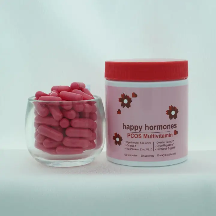 Happy Hormones PCOS Multivitamin, Hormonal Balance for Women, Myo-inositol and D-Chiro Inositol 40:1 Blend + Omega 3 + Vitamin D3 + Magnesium + Zinc - Hormonal Balance (120 capsules)