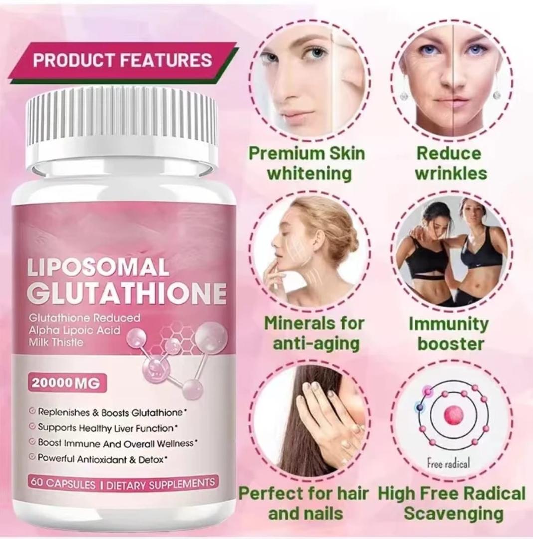 Liposomal Glutathione 30,000mg Capsules – Advanced Skin Brightening Supplement | Anti-Aging, Detox & Immune Booster | High Absorption Formula with Vitamin C & Collagen