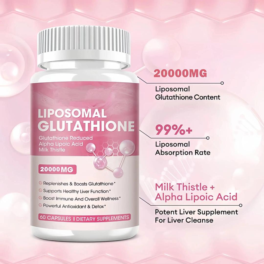 Liposomal Glutathione 30,000mg Capsules – Advanced Skin Brightening Supplement | Anti-Aging, Detox & Immune Booster | High Absorption Formula with Vitamin C & Collagen