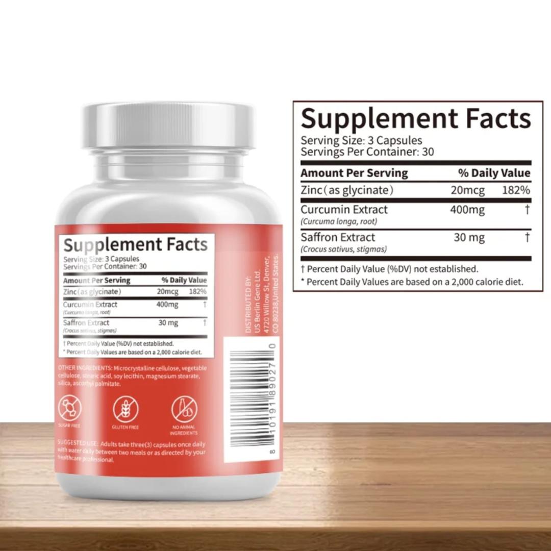 Happy Saffron Plus Capsules – Natural Mood Booster & Stress Relief Supplement | Enhances Focus, Emotional Balance, Energy & Sleep | Saffron, Curcumin & Ashwagandha Formula