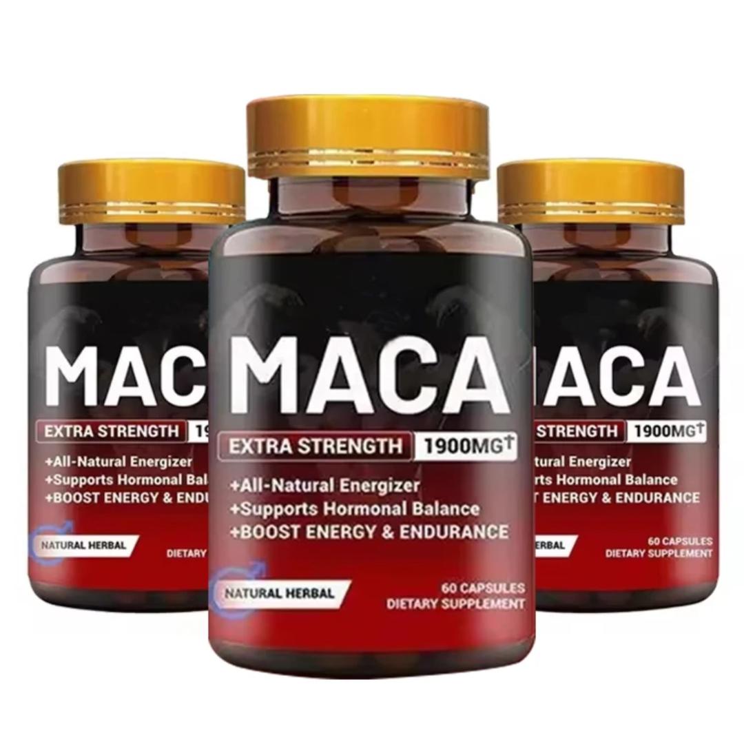 Maca Extra Strength 1900mg+ Capsules – Natural Energy, testosterone, Stamina & Libido Booster for Men & Women | Hormone Balance, Fertility & Performance Support | 100% Pure Peruvian Maca Root